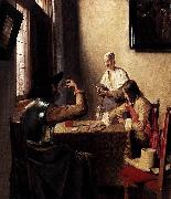 Pieter de Hooch Soldiers Playing Cards oil painting reproduction